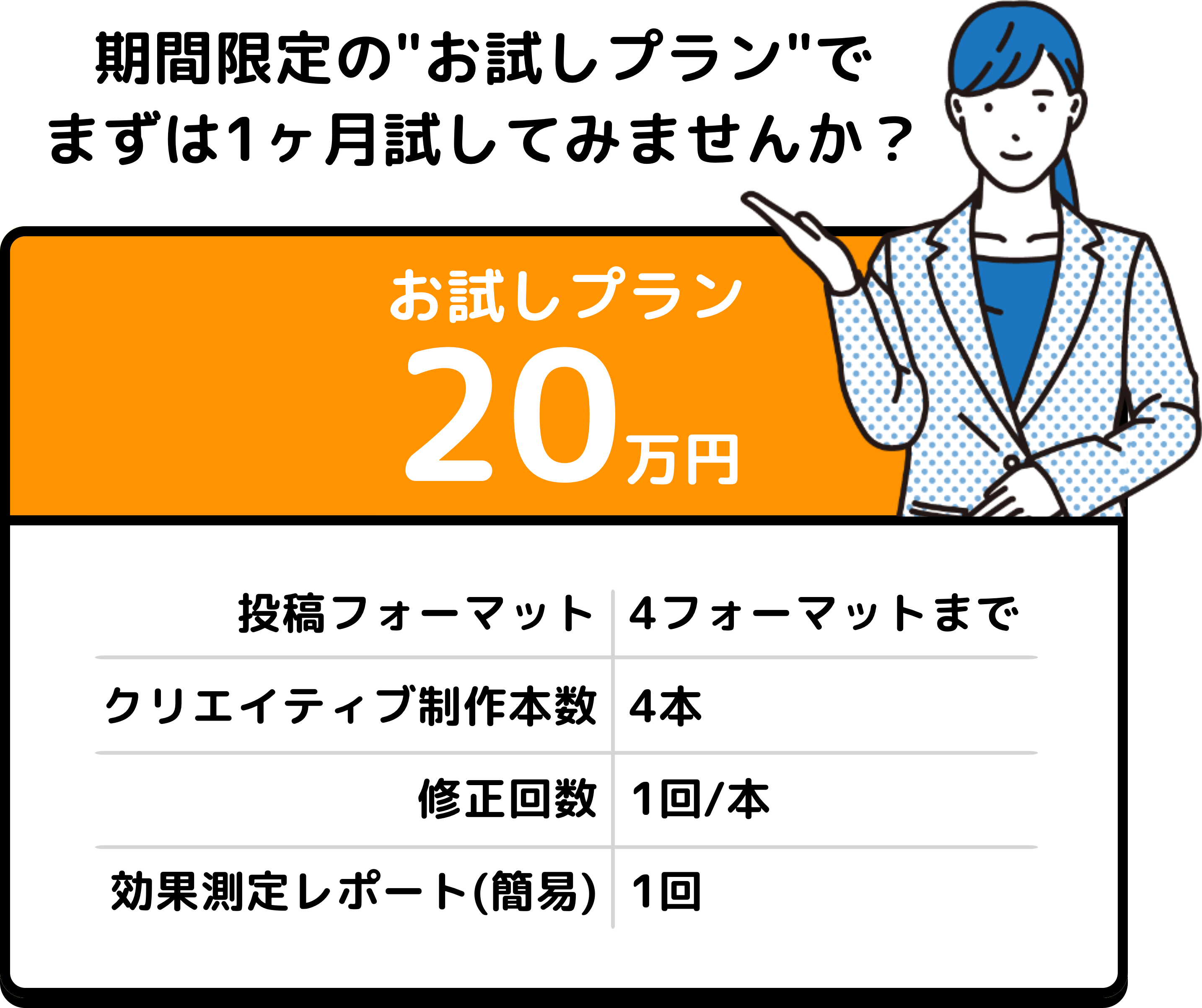 期間限定のお試しプランでまずは1ヶ月試してみませんか？